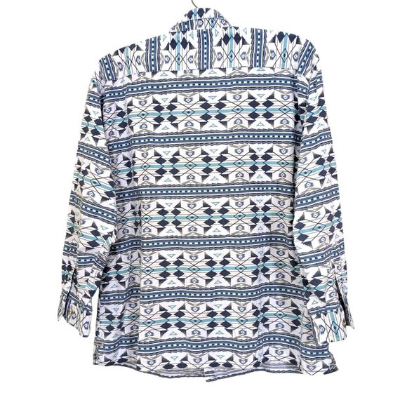 Canyon Creek Mens XL Cotton Button Down Shirt Blue Southwest Print Western Rodeo - Picture 2 of 4